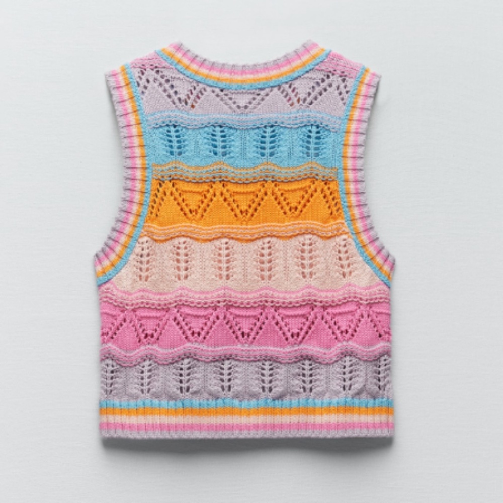 Zara Multicolor Knit Sleeveless Top